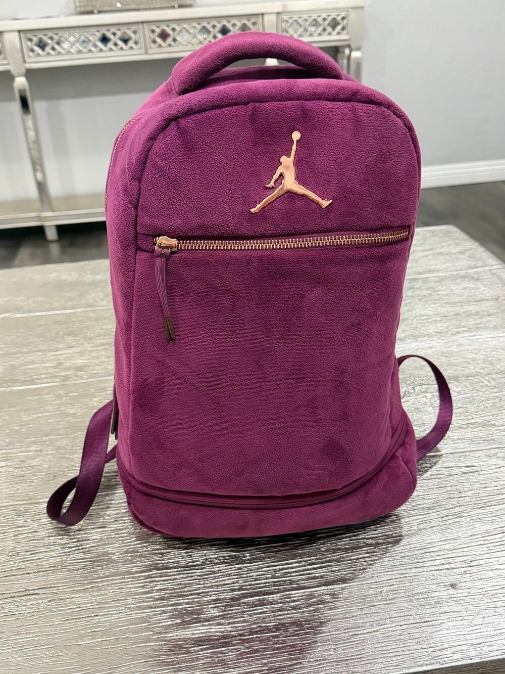 Jordan Brand plush/velour-style backpack,